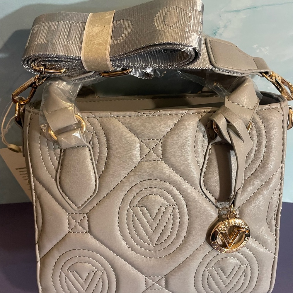 Valentino Orlandi Silver Quilted Crossbody Bag